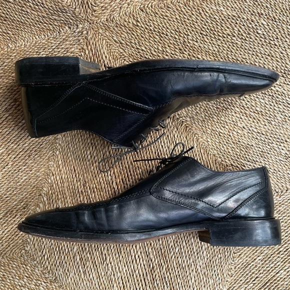 Heyraud Mens Black Leather mSquare Toe Oxford Lace Up Dress Shoe 5575 Size 43 - Picture 1 of 9